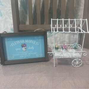Flower cart and sign